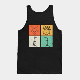 Drummer Music Instrument Shirt Drummer Drum Set Vintage Tank Top